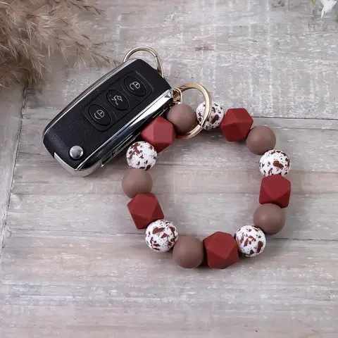 Fashionable Silicone Beaded Keychain, Cute Keychain for Car Keys for Women & Men, Fashion Accessories for Daily Use, Trendy All-match & Exquisite Keychain for Birthday Gift, Stylish Keychain, Cute Keychain Accessory, Stylish Keyring