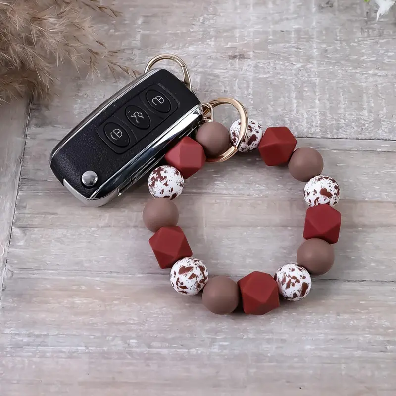 Fashionable Silicone Beaded Keychain, Cute Keychain for Car Keys for Women & Men, Fashion Accessories for Daily Use, Trendy All-match & Exquisite Keychain for Birthday Gift, Stylish Keychain, Cute Keychain Accessory, Stylish Keyring