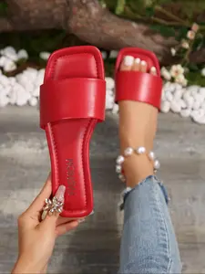 Women's Fashionable Plain Color Slides, Lightweight Sandals, Casual Comfortable Flat Slippers for Indoor & Outdoor Wear, All-match Slide Slippers for Daily Wear, Walking Shoes