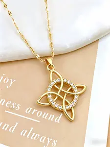 Celtic Knot Necklace for Women Gold Cubic Zirconia Infinity Pendant, crystal pendants, Minimalist Stackable Crystal Charm Necklace Jewelry Gift for Her, Birthday Anniversary Celebration