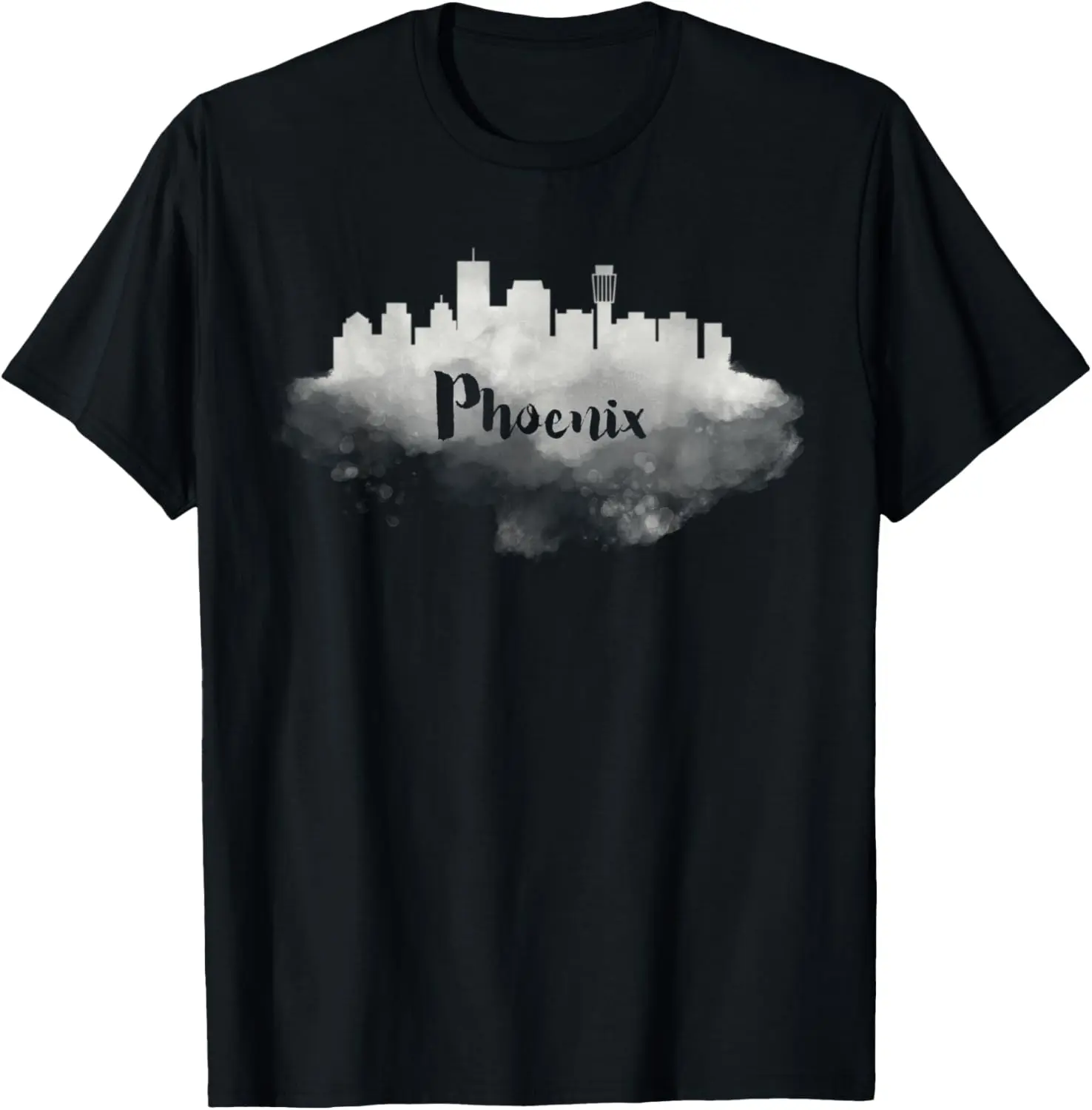 Women's Graphic T-Shirt, Vintage Retro Phoenix Skyline Print, 100% Cotton Distressed Short Sleeve Everyday Clothes