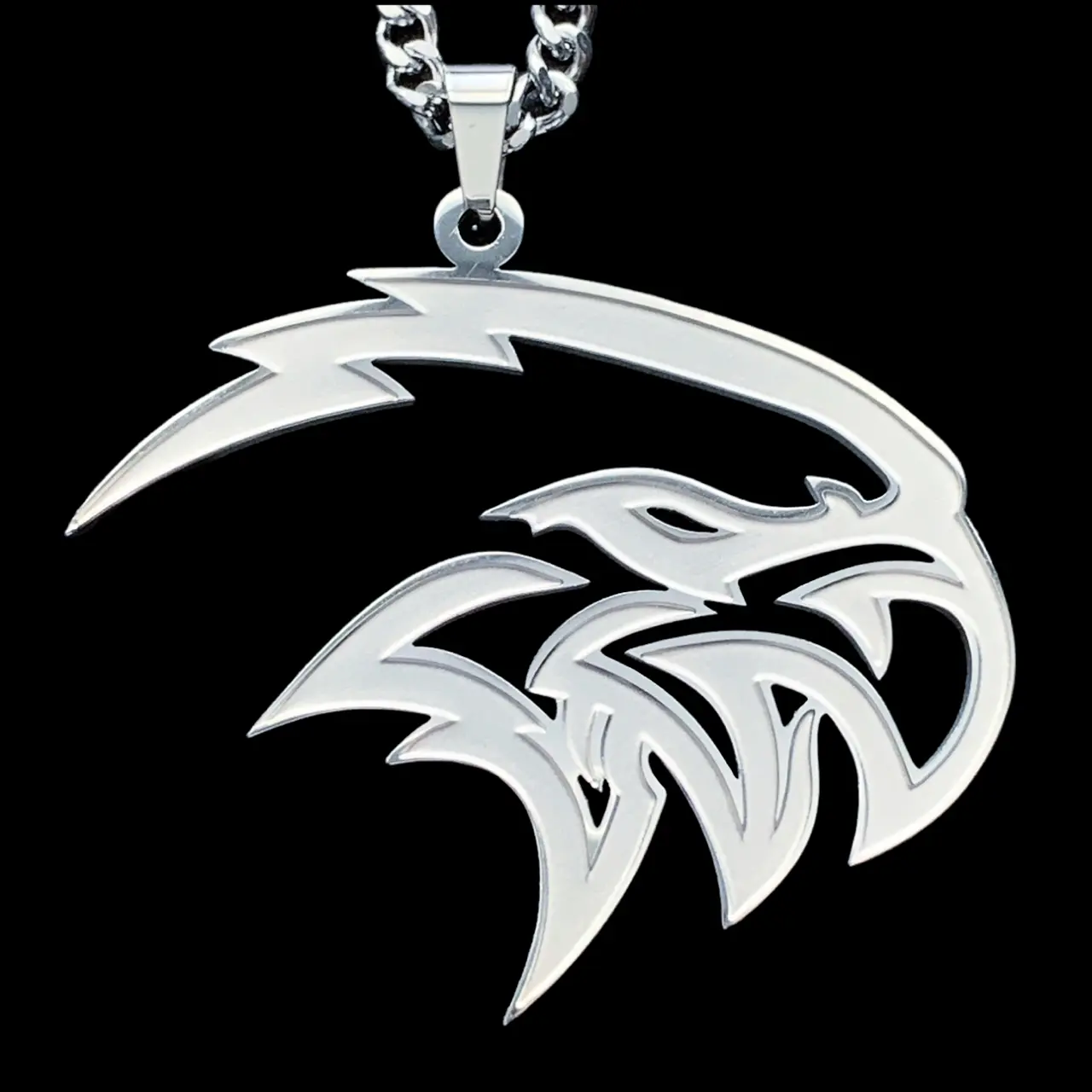 Etched Trackhawk Necklace SRT - 1.5" Mirror Polished Stainless Steel Pendant with Laser Etched Satin Finish & Raised Borders Choice of Chain Free Gift Included