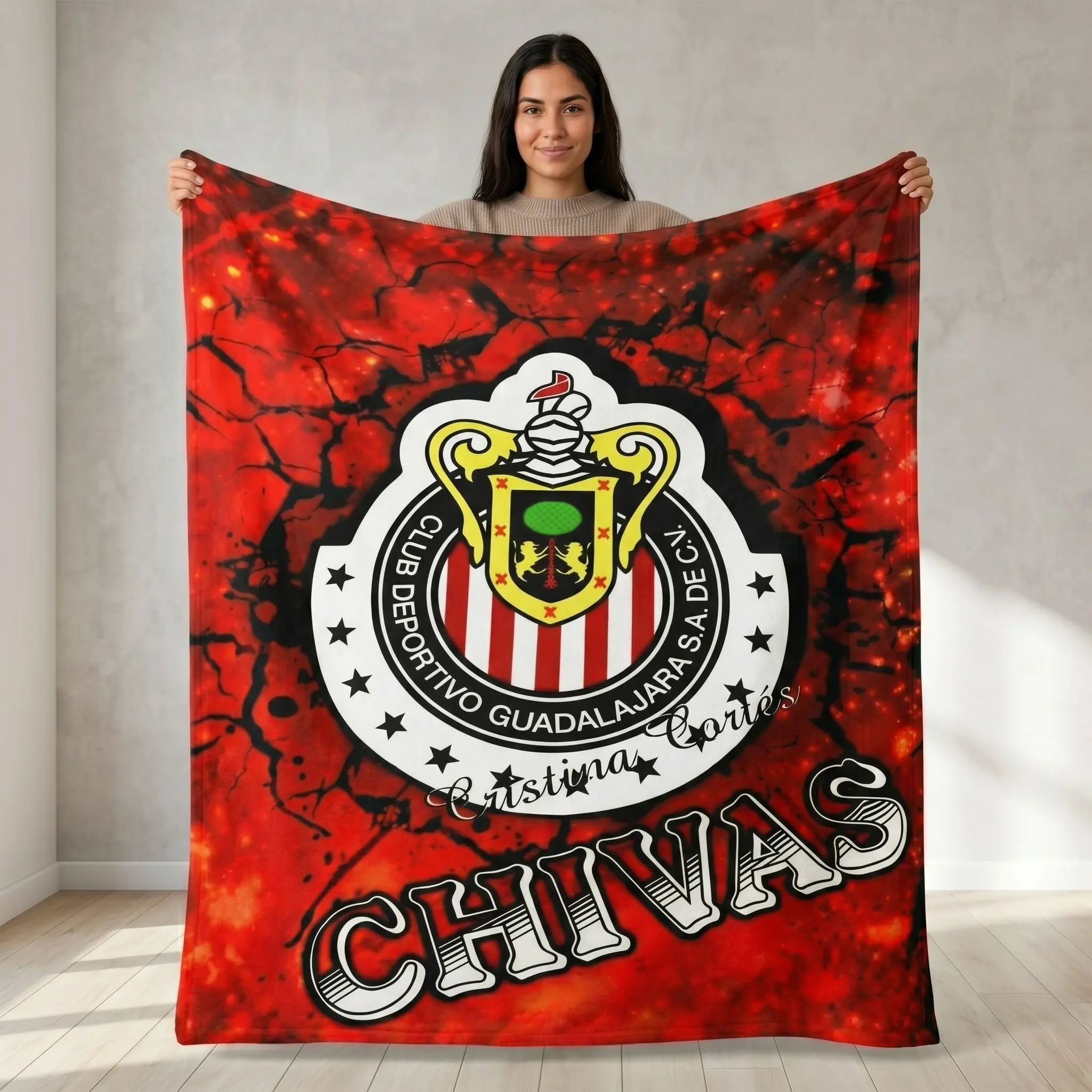 Guadalajara Chivas Team Logo Flannel Blanket, Lightweight Cozy Blanket, Large Soft Lightweight Warm, Perfect for Bed Sofa Office Camping Travel, Spring Gift