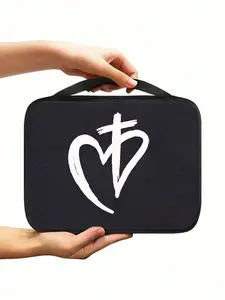 Easter Cross Jesus Print Bible Bag, Casual Handbag with Zip Pocket, Multi-Functional Book Protector, Ideal for Students, All Seasons Use