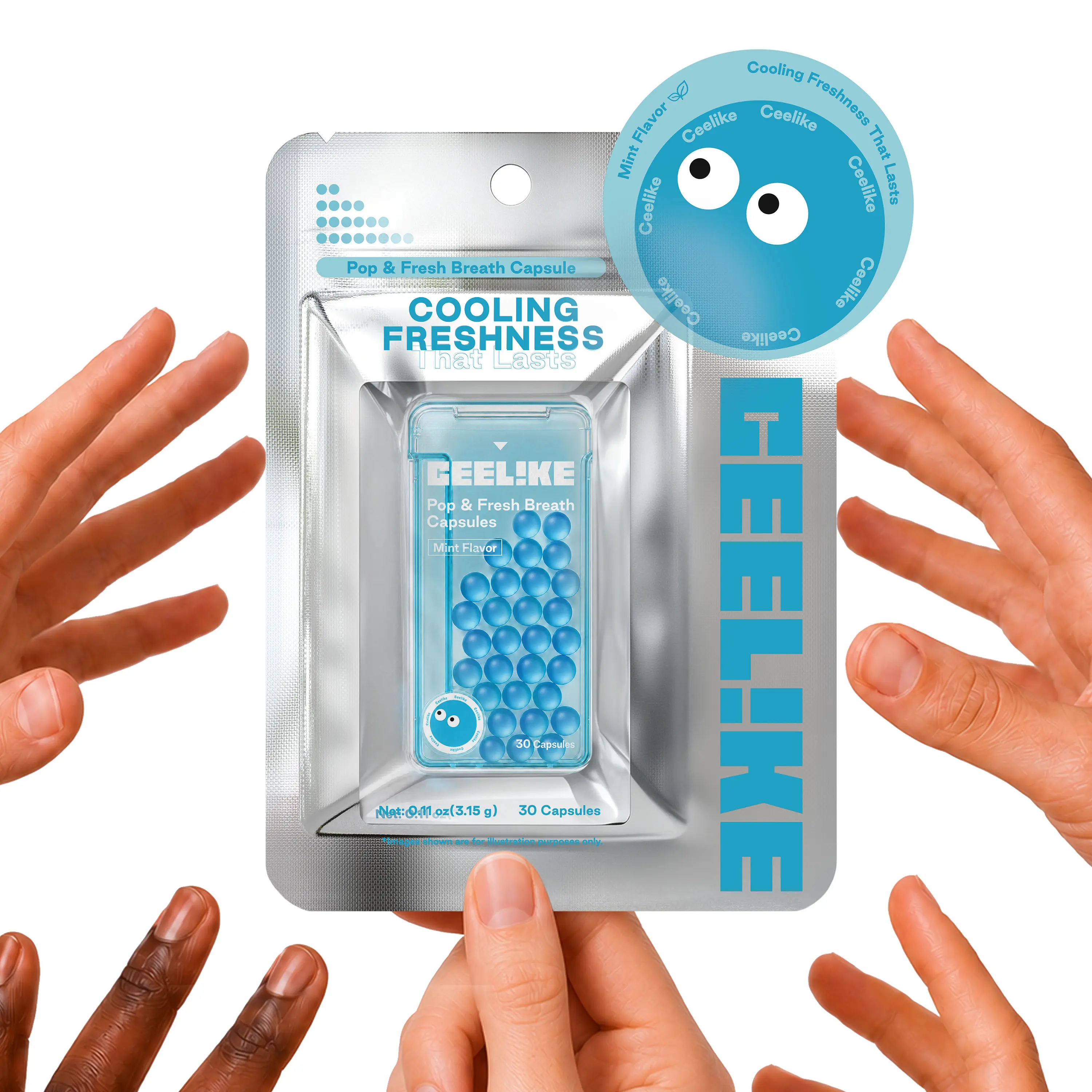 CEELIKE Pop & Fresh Breath Capsules - Long-Lasting Daily Oral Cleansing, Flavored Mouthwash Alternative for Adults