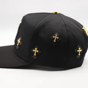 LA CHROME GOLD KLAN AJUSTABLE Hat with Gold Crosses and Black Fabric for Stylish Outfits
