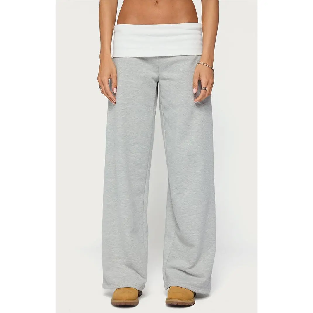 Edikted Women's Idha Contrast Foldover Baggy Sweatpants