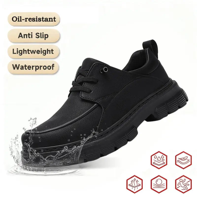 Men's Slip On Casual Oxford Shoes - Comfortable Non-Slip Work & Chef Shoes for Kitchen or Office