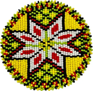 Handmade beaded Yellow Flower Aztec 3 inch rosette/applique