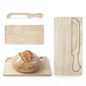 Sourdough Bow Knife & Wooden Cutting Board Set — 2-in-1 Bread Slicer with Built-In Magnetic Knife Storage | Display Tray for Artisan Sourdough, Bagels & Baguettes | Premium Stainless Steel Serrated Knife & Natural Rubberwood Board, Gift for Bakers