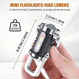 Rechargeable Keychain Flashlights, 800 Lumens EDC Mini Flashlights, COB Keychain Work Light Flashlights 7 Light Modes, Bright Mini Keychain Light for Walking, Searching and Hiking Tactical COB Flashlight