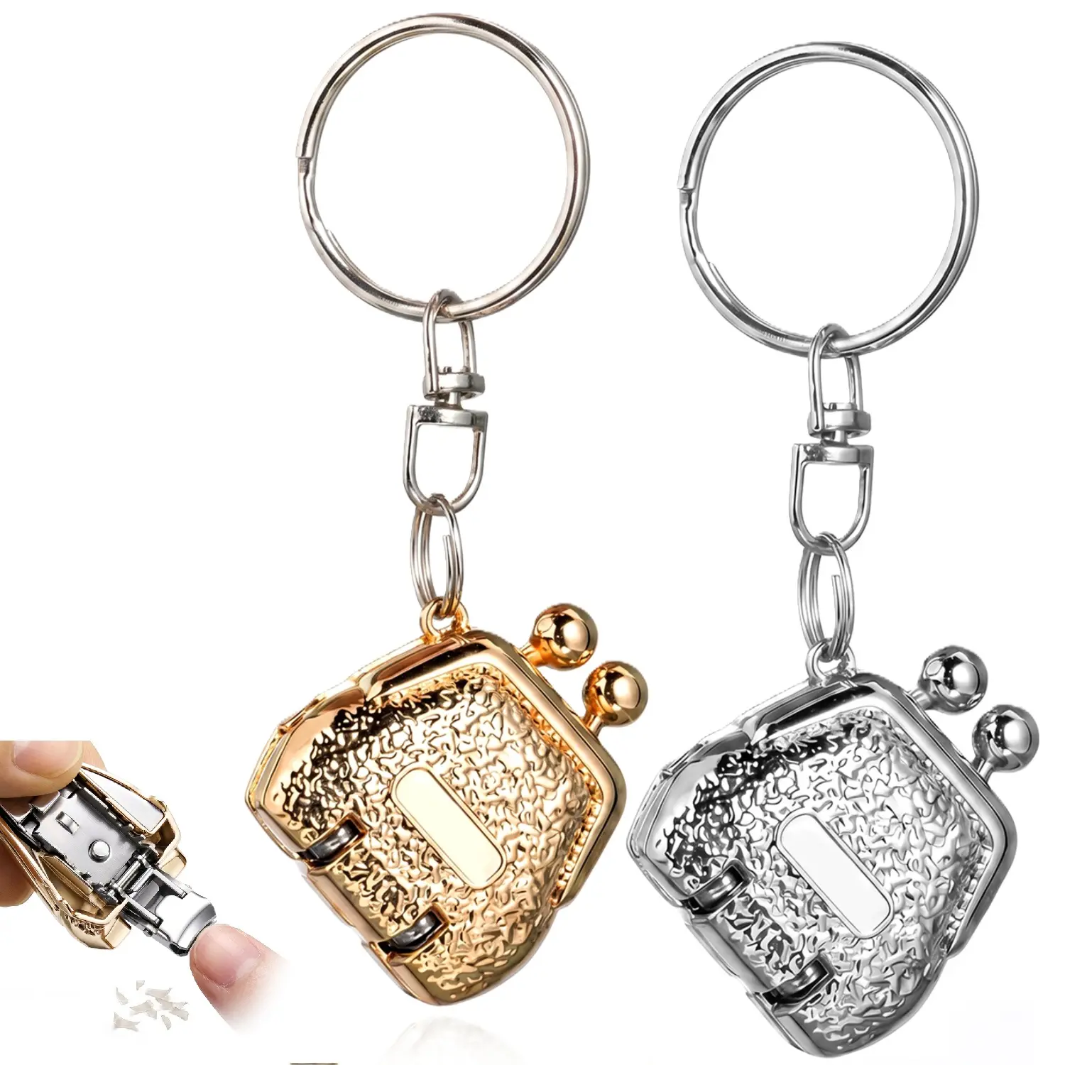 Keychain Nail Clippers Mini Bag Shaped Portable Folding,All Metal Compact Small Nail Trimmers with Backpack Patterns,Stainless Steel Nail Clippers Keychain Accessories for Travel, Nail Clipper