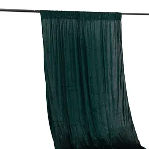 Crushed Velvet Backdrop Curtain – Hunter Emerald Green 5ft x 12ft Event Drape with Rod Pocket, Privacy Panel for Photo Booths & Events