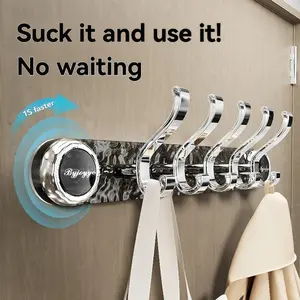 Rotating Suction Cup Hook, No-Drill Storage Hanger for Clothes Hats Keys Kitchen, Modern Luxury Design, Removable Hooks, Wall Mount Organizer