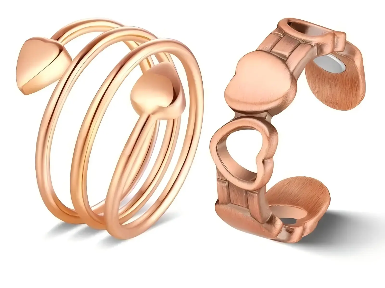 2-Piece Pure Copper Rings for Women, Minimalist Adjustable Magnetic Bands for Healthy Therapy - Meaningful Graduation or Valentines Day Gift for Wife