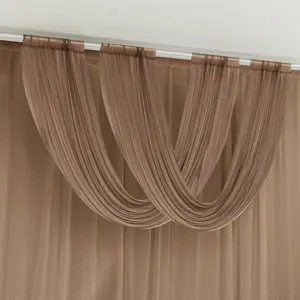 Taupe Sheer Chiffon Valance Curtain 4ft x 5ft –  Wedding Arch Drape with Rod Pocket, Voile Backdrop Panel