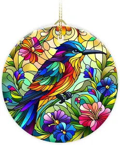 Christmas Ornaments 2024,3 inch Ceramic Christmas Decoration,Hummingbird Christmas Hanging Ornament, Hummingbird Decor for Xmas Tree Home,Hummingbird Lover Gifts Holiday Present Keepsake Idea