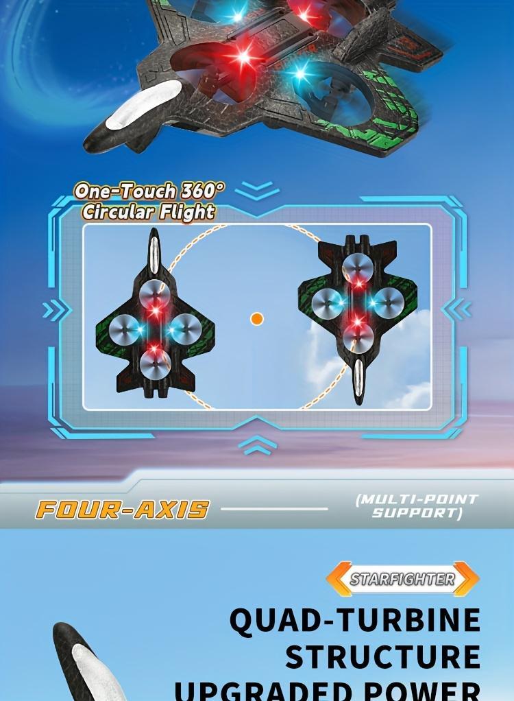 Long-Flight LED RC Fighter Jet Drone for Kids – One-Key Return, Durable FoaRemote control airplane,Combat-Shaped Drone, Equipped with LED Cool Color Lights, Features One-Key Takeoff and Landing