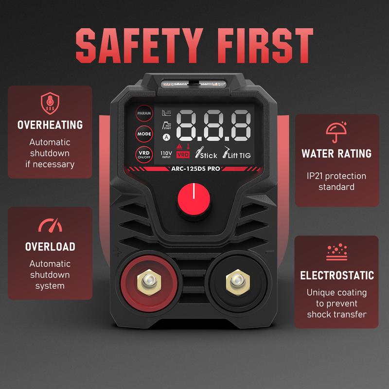 YESWELDER ARC-125DS-PRO 125Amp 110V Mini Stick Welder, DC IGBT Inverter MMA Welding Machine with Hot Start, Arc Force, Anti-Stick