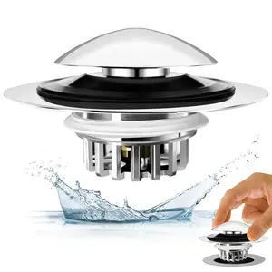 Bathroom Bathtub Drain Stopper, 1/2 Counts Stainless Steel Pop-up Bathroom Bathtub Drain Hair Collector, Bathroom Accessories for Home Use, Shower Bath Tool,  Room Accessories