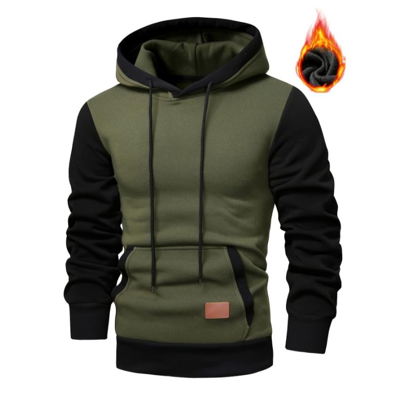 Stylish Patchwork Hooded Sweatshirt - Fashion Hoodies with Contrast Color, Kangaroo Pocket, and Long Sleeve for Casual Daily Outerwear