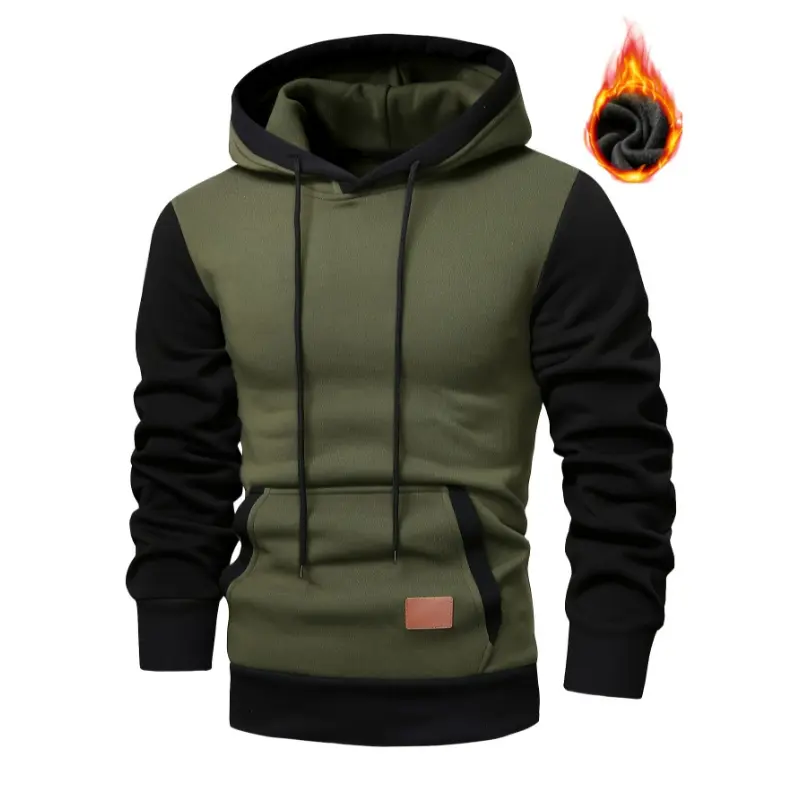 Stylish Patchwork Hooded Sweatshirt - Fashion Hoodies with Contrast Color, Kangaroo Pocket, and Long Sleeve for Casual Daily Outerwear