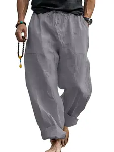 Men's Large Size Cotton Linen Harem Pants Pocket, Casual Comfortable Fit, Ideal for Daily Wear, Soft Breathable Material, Trendy European Style