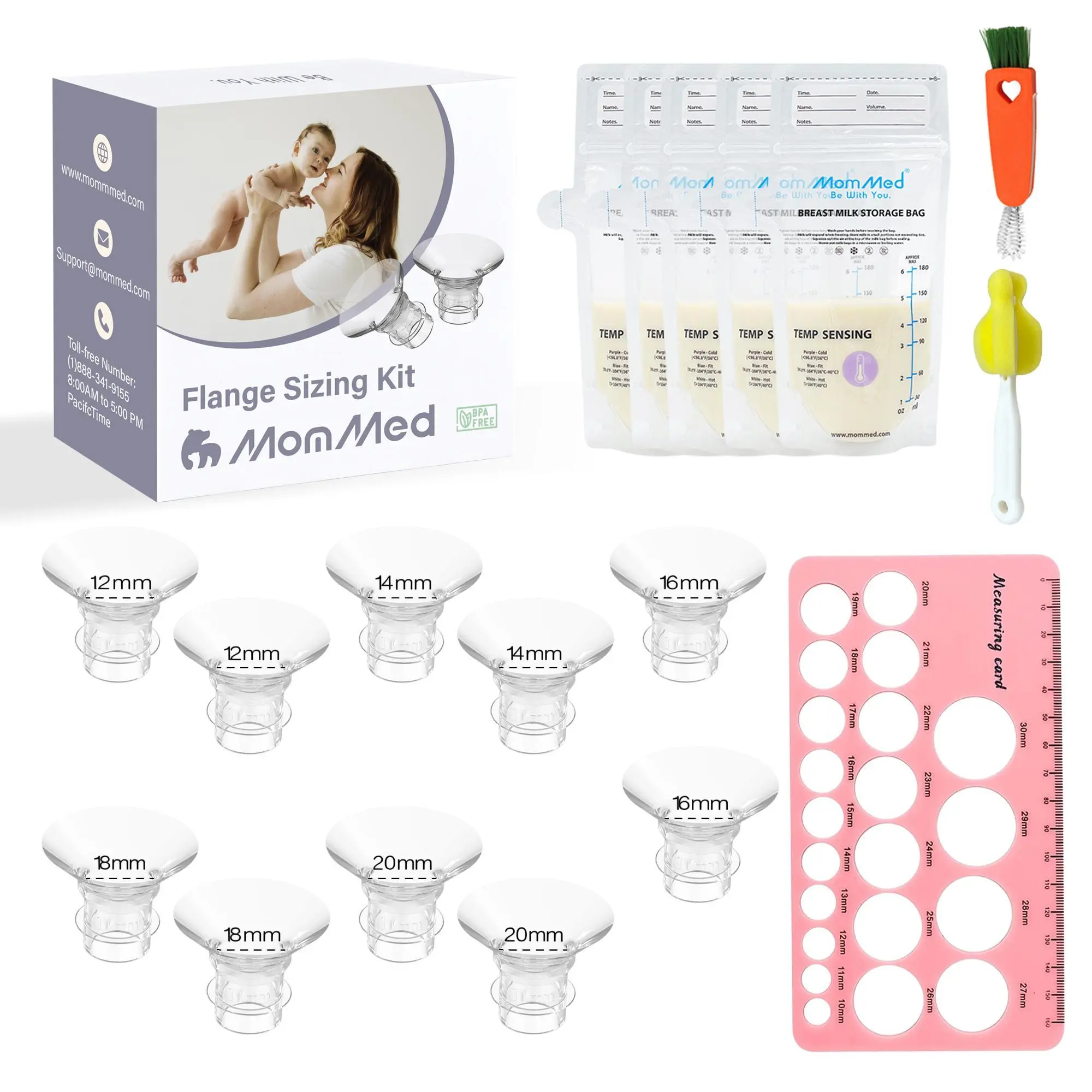 MomMed Flange Inserts 10PCS For 24mm Electric Breast Pump Flanges/Shields of Wearable Breast Pumps, Flange Sizing Kit, Breastfeeding Essentials Kit for New Moms
