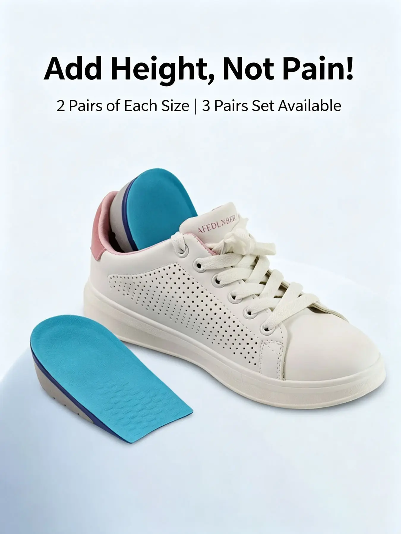 Invisible Height Boost Heel Inserts - TPE Shock Absorbing Half Shoe Insoles for Men & Women, Breathable & Non-Slip, 1.5/2.5/3.5cm, 2/3 Pairs, Breathable Heightening Insoles, Height Increase Insoles