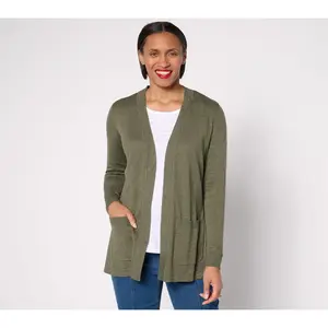 Denim & Co. Beach Petite Open Front Tunic Cardigan