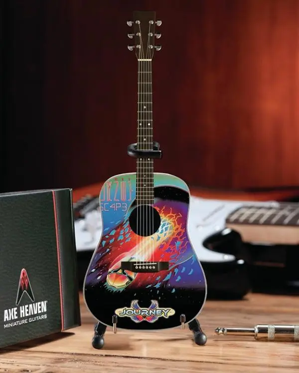 212 MAIN Journey Escape Tribute Handcrafted Wooden Acoustic Mini Guitar - Decorative Metal Music Accessory, Gift for Toys & Hobbies Enthusiasts