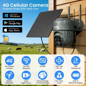 Wansview 4G LTE Solar Security Camera - 2K Auto Signal Sync | 360° AI Human Tracking | Full-Color Night Vision | No WiFi Needed (Mounting Strap Not Included)