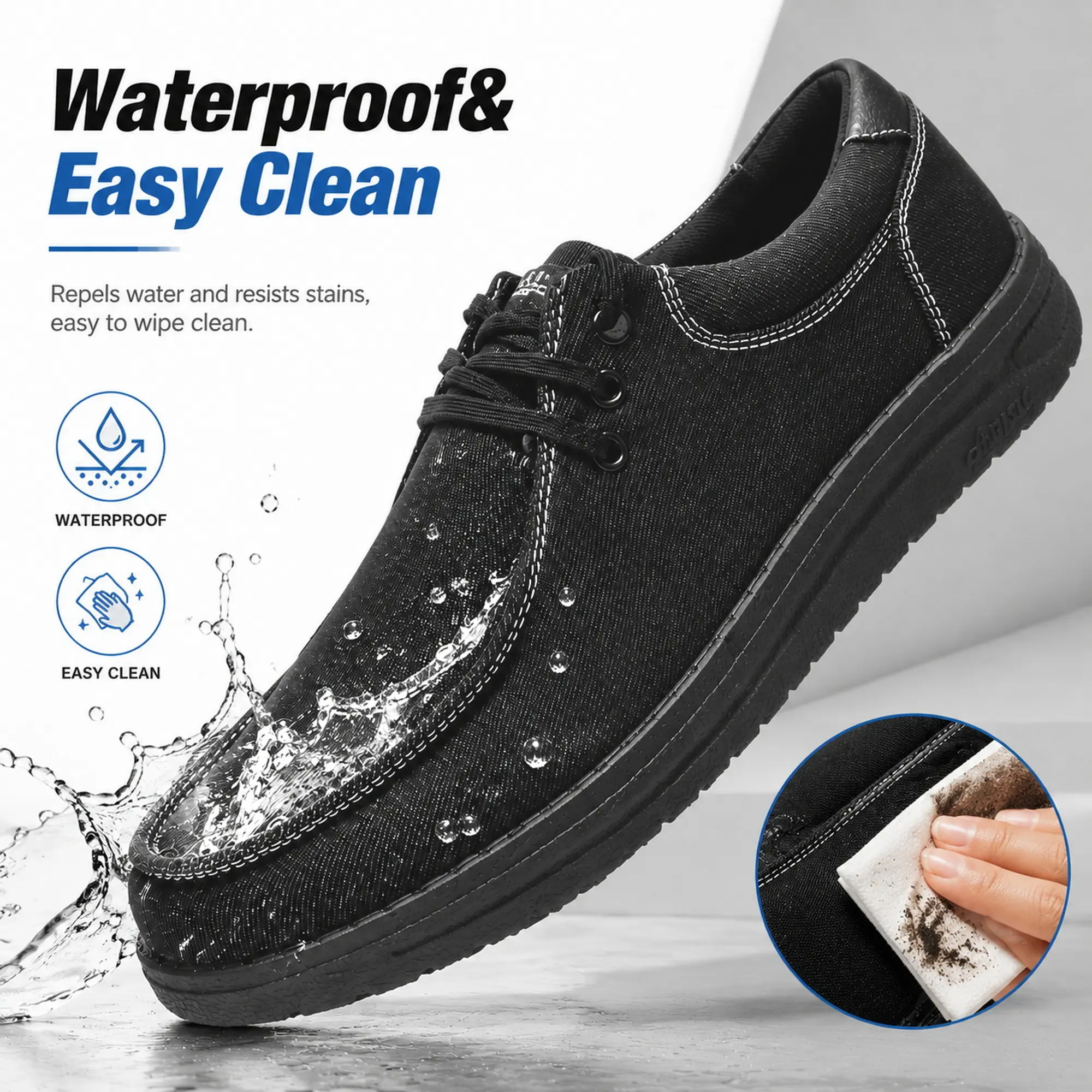 Non Slip Kitchen Shoes for Men Women, Easy Clean Work Shoes with Premium PU Leather, Water Resistant Fabric & Canvas Upper Options, Comfortable Restaurant Shoes for Long Standing