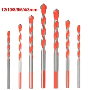 7PCS 1/8"-1/2" Masonry Drill Bits Set for Tile, Brick, Cement, Concrete, Glass, Plastic, Cinder Block, Wood, Fully Ground with Carbide Tips and Storage Case