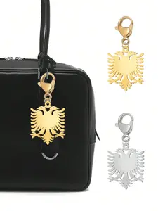 Albanian Eagle Map Pendant, Stylish Bag Charm and Keychain Accessory for Handbags, Wallets, Backpacks, and Car Keys