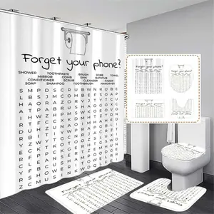 Modern Bathroom Shower Curtain Set, Toilet Paper Roll Print Design, Includes 12 Hooks, No-Drill Installation, Ideal Gift for Friends & Family