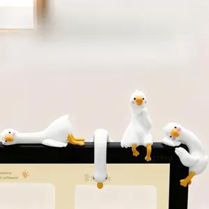 So Tired Lazy Duck Mini Desk AccessoriesNew Desk Ornaments Work Partner 4pcs/set Perfect Desktop Decorations for Computer Screens, Office, and Home Decor