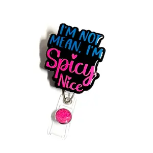Spicy Nice Badge Reel, 2”,  Retractable Swivel Alligator Clip