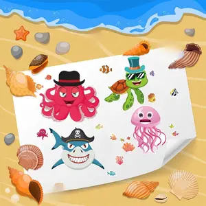 24 Sheets 8.27''×5.9'' Make Your Own Stickers for Kids Toddlers, Make a Face Stickers Mix and Match with Unicorns Dinosaur Horse and Sea Animals for Kids Party Favors Activities