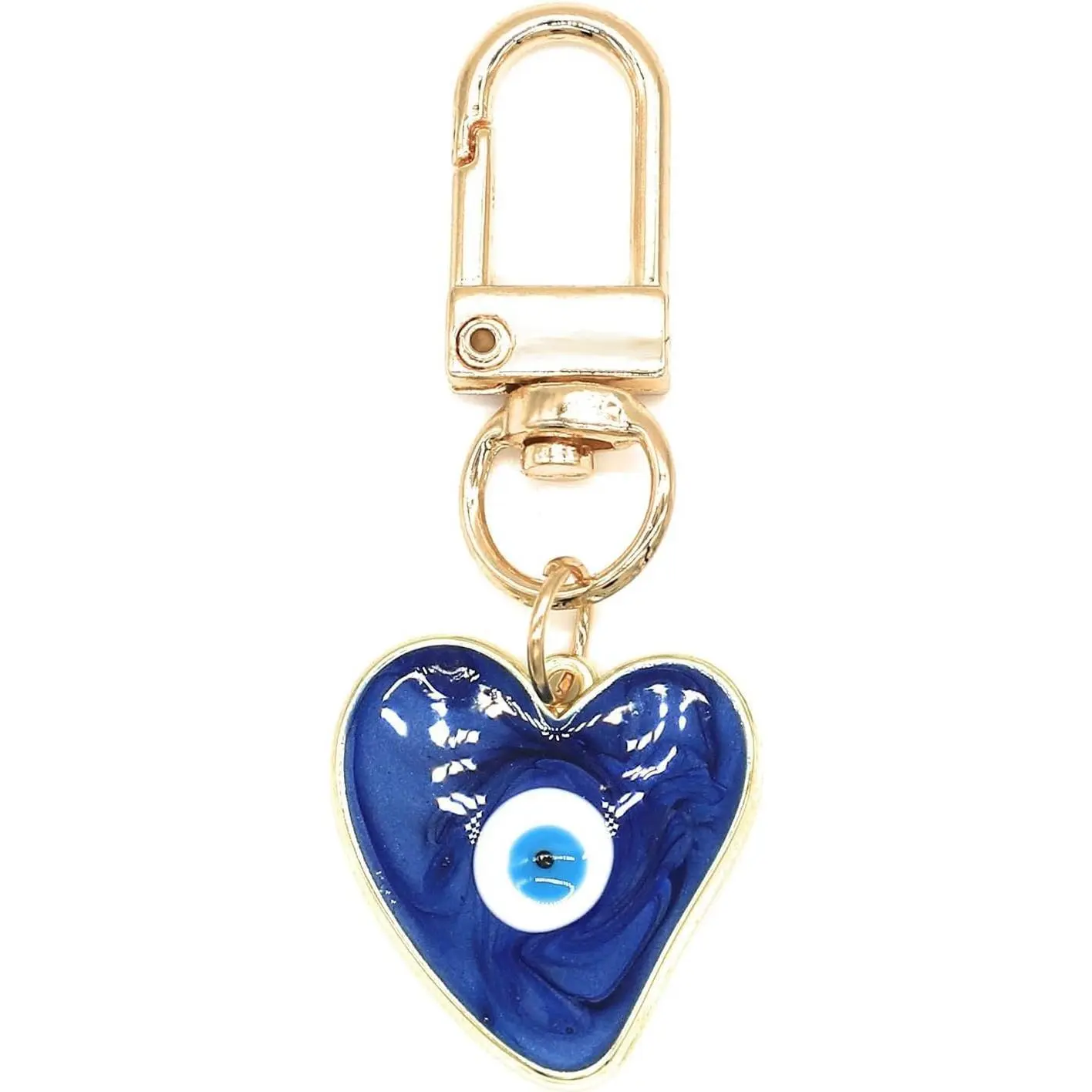 Evil Eye Keychain - Unisex Sweetheart Metallic Resin-Alloy Protector Charm, Lead-Free Fashion Accessory, Thanksgiving Gift for Commute, No Harmful Materials, Automobile/Clothes Pendant, Interior Decoration Use