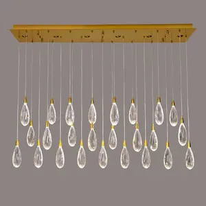 31-Lights Dimmable Rectangle Ranidrop LED Crystal Chandelier