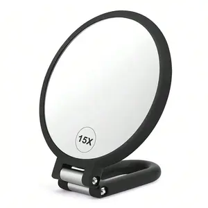 15x Magnifying Handheld Mirror, Travel Folding Makeup Mirror, Dual-Sided Desktop Magnifier, Portable Wallet-Size Lighted Mirror, Gift Idea