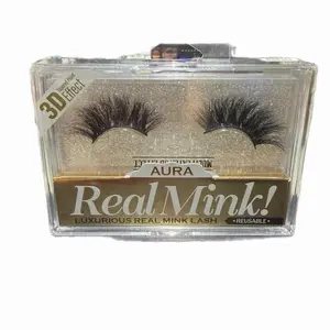 Aura 3D Effect Real Mink Eyelash Luxurious Reusable False Lashes for Dramatic Eye Makeup