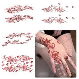 4 Sheets Brown Henna Tattoo kit Lace FakeTemporary Tattoos Stickers Waterproof Henna Tattoofor Women Wedding Cosplay Party Festival HolidayFace Body Art Tattoos Decor sheet temporary tatto0sticker