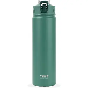 TYESO Water Bottle with Carrying Handle Lid | Insulated Stainless Steel Thermos | Travel Water Bottles for Gym & Sports | Leak Proof & BPA Free | All Day Collection | 25Oz (Mint) Tyeso