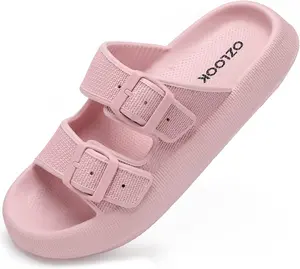 Pillow Slippers for Women Men - Cloud Slides Double Buckle Adjustable - EVA Ultra Cushion Sandals