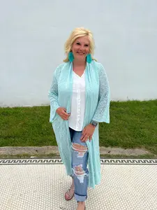 Blue Knit Duster