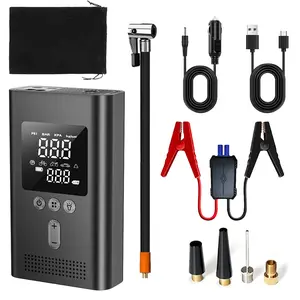 Portable Car Jump Starter Q9L with Air Compressor 150PSI Digital   tire inflator portable Safe Clamps for Easy Use 9.0 Gas 6.5L Diesel Battery Jump Starter for car,  Bicycle , Motorcycle