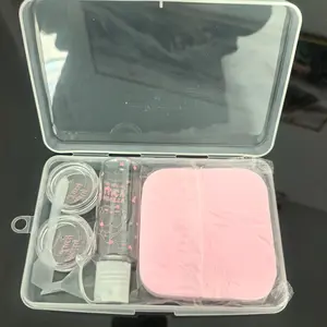 Travel Size Spray Bottle + 2 Small Round Containers + Funnel + 1 Face Pad Sponge, Reusable Cleansing Pads for Women, Spa & Daily Skincare