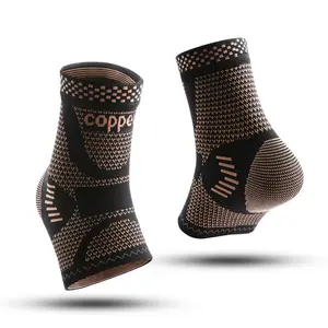 Copper Ankle Brace Compression Sleeve for Men Women Basketball Foot Pain Relief Achilles Tendonitis Sprained Ankle Recovery Warm Breathable Nylon Knit Anti Odor Sports Ankle Support